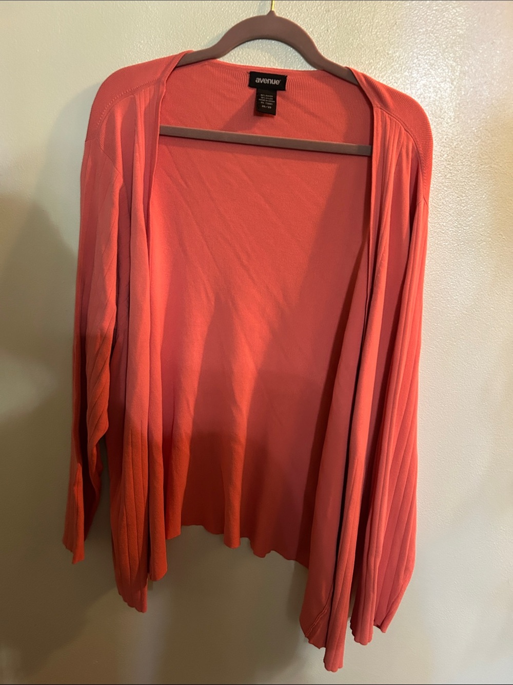 Avenue Coral Open-Front Drapey Cardigan